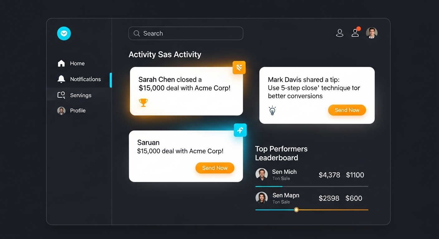 Community feed and leaderboard